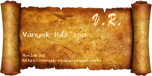 Vanyek Rózsa névjegykártya